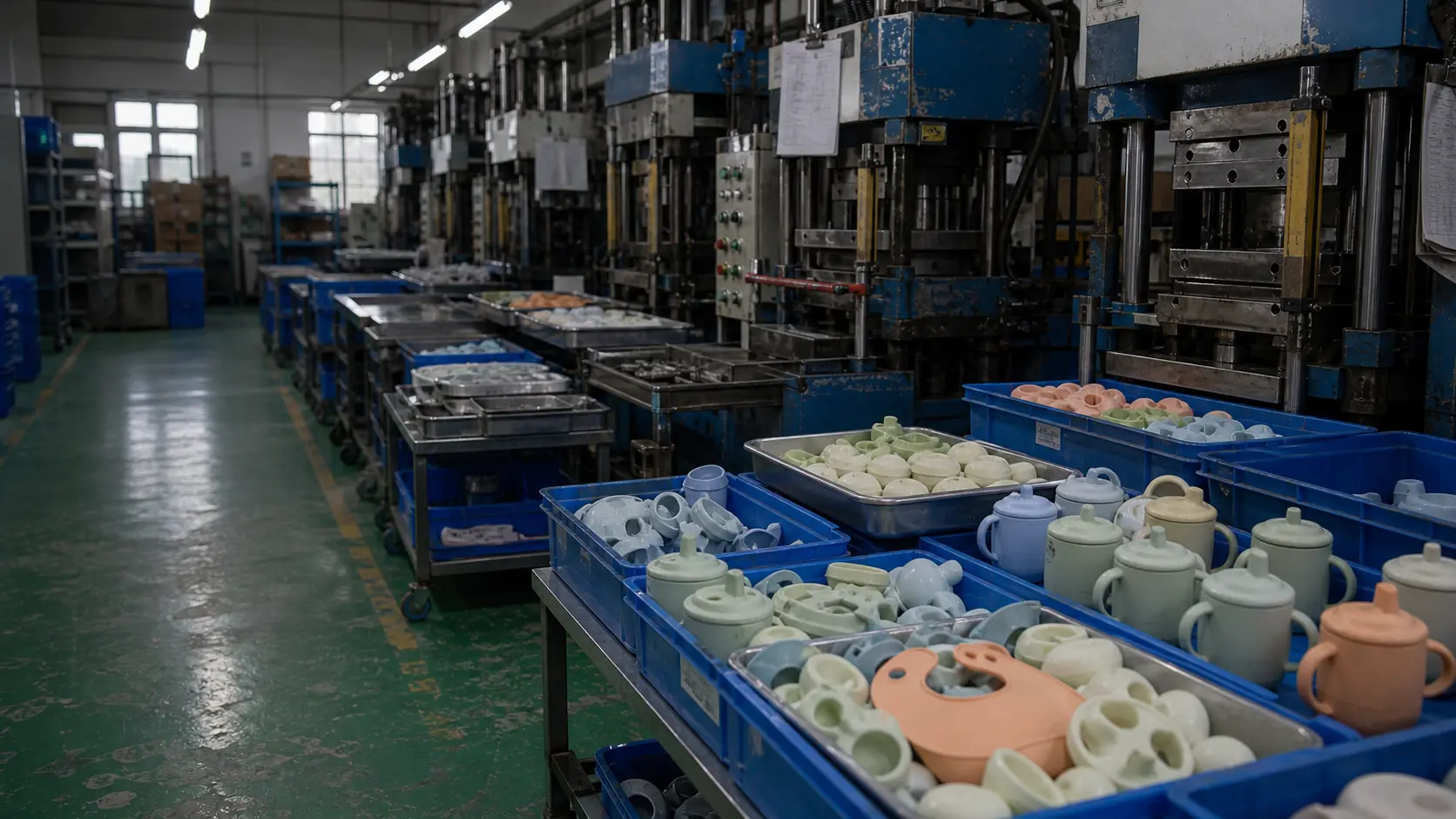 Baby and kids silicone products in real workshop setting