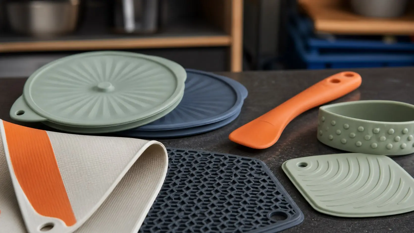 Refined kitchen and household silicone product close-up