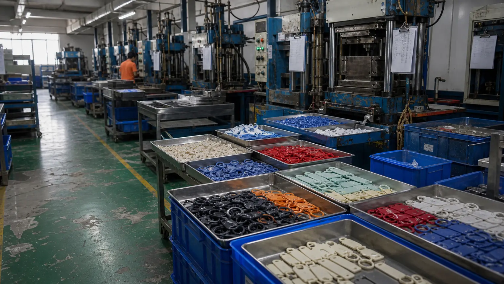 Promotional silicone products in production scene
