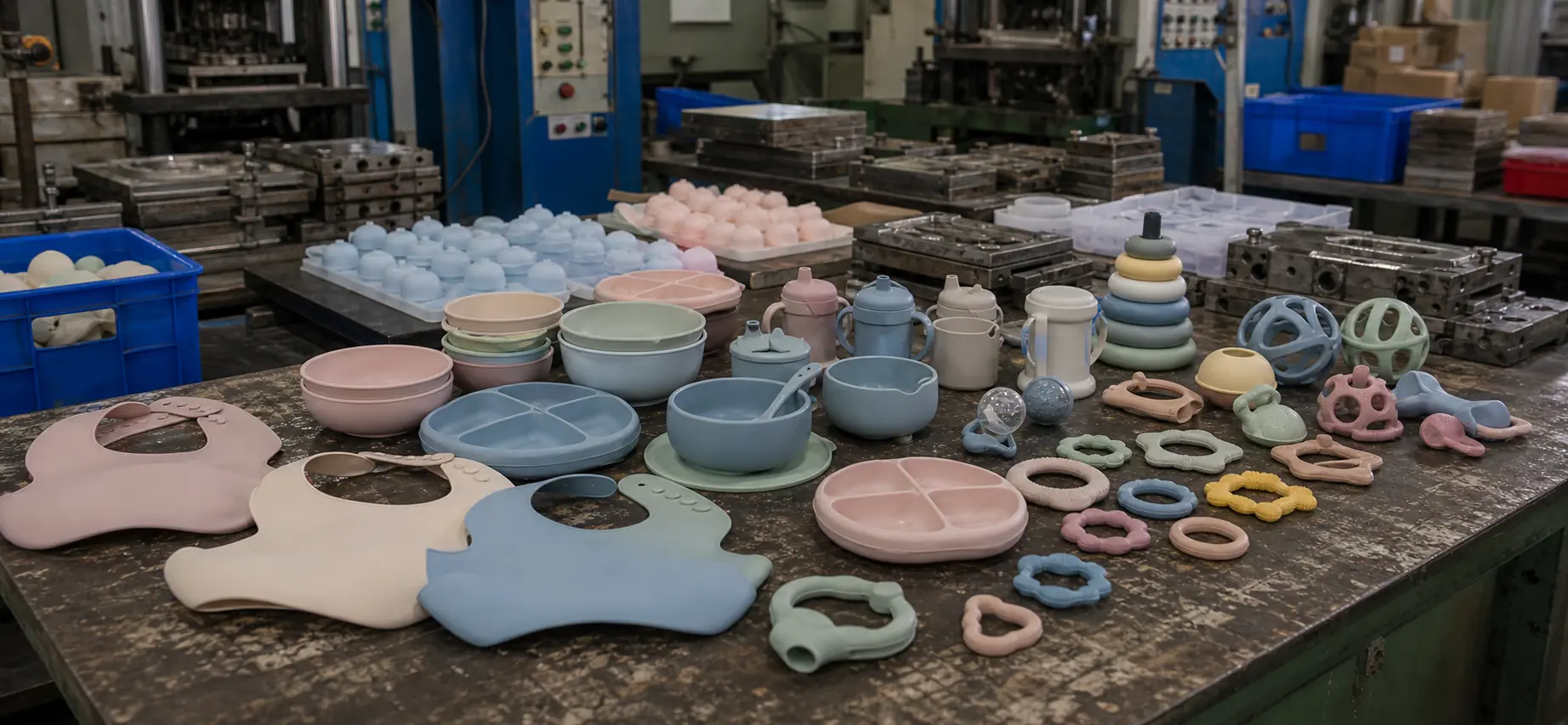 baby and kids silicone products in factory
