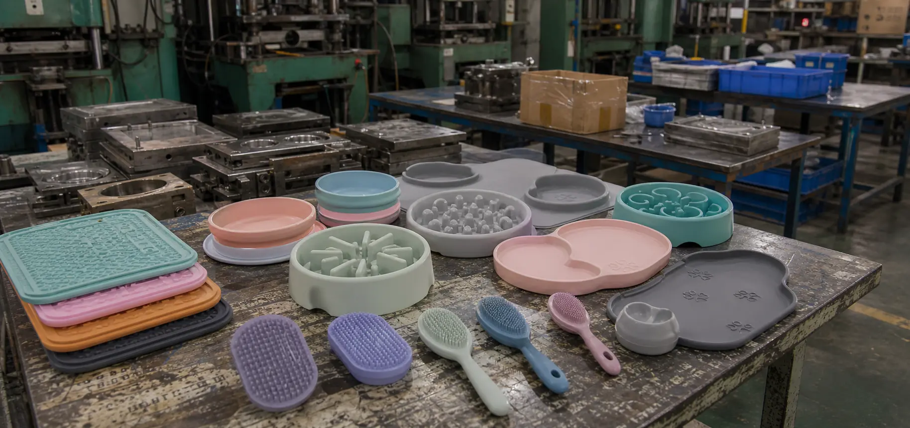 pet silicone products in factory