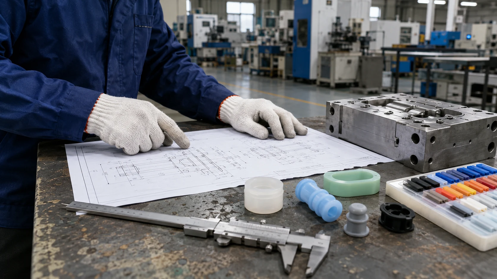 silicone product design review with samples and tools