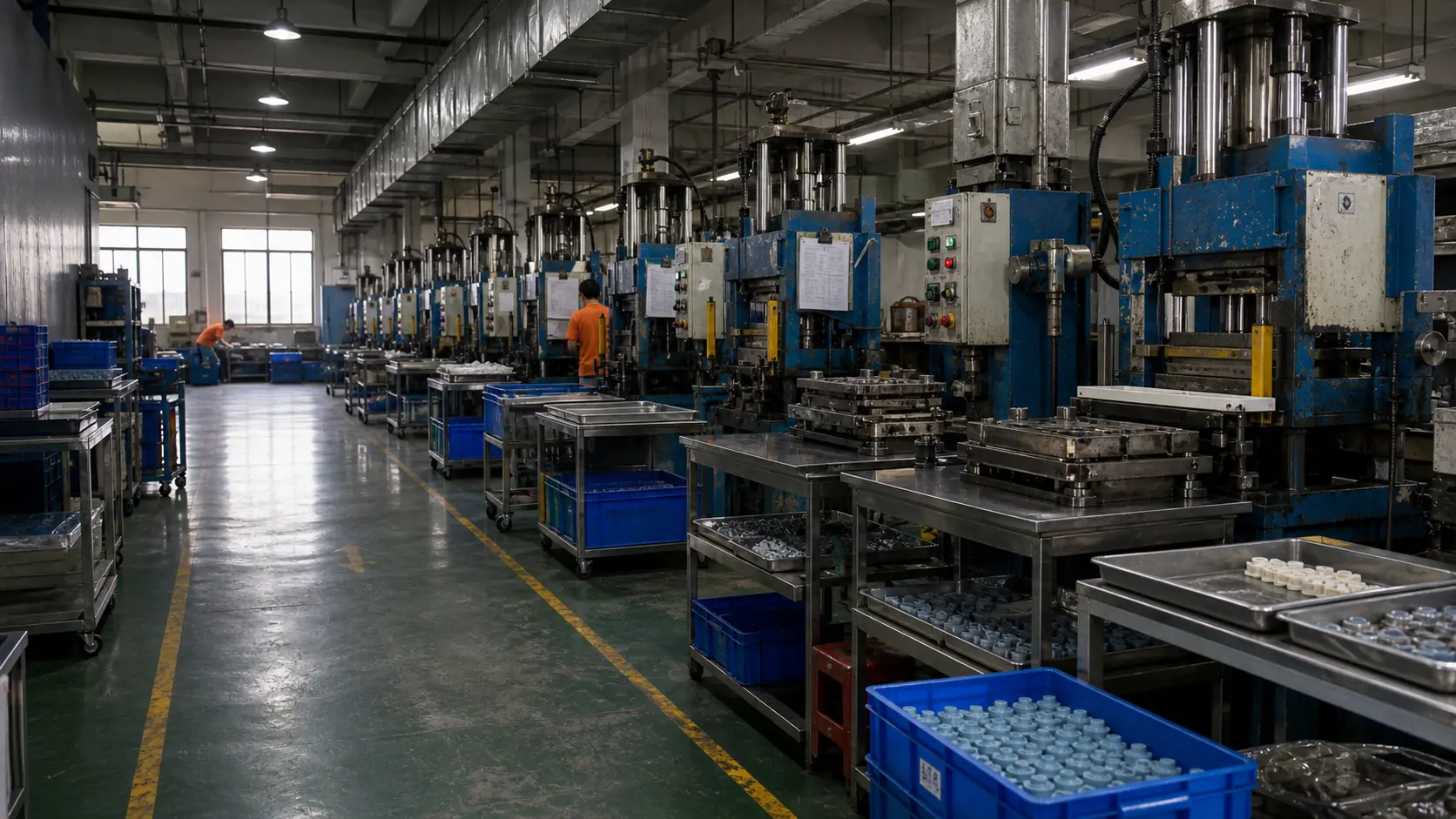 Wide real silicone production floor